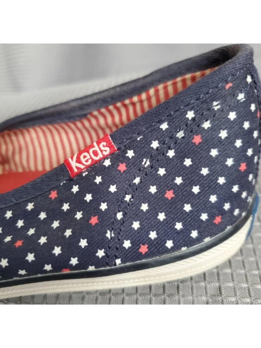 Keds Womens Size 8 Sneakers Shoes Star Print Lace Up Casual Canvas Patriotic Fun